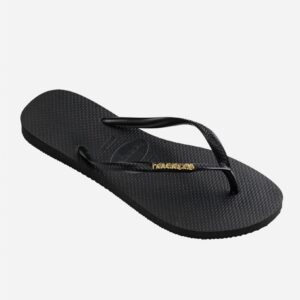 Chinelos Havaianas Slim Logo Metallic Pretos