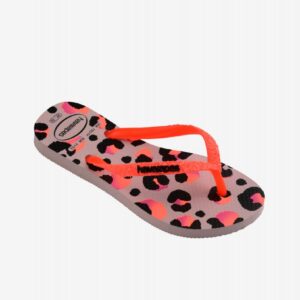 Chinelos Havaianas Slim Glitter Trendy Kids Padrão Leopardo