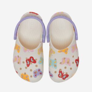 Sandálias Crocs Classic Kids Brancas Com Borboletas