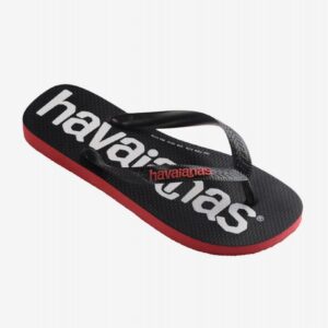 Chinelos Havaianas Top Logomania 2 Pretos e Vermelhos