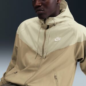 Casaco Corta-Vento com Capuz Nike Heritage Sportswear Windrunner Caqui e Bege Para Homem