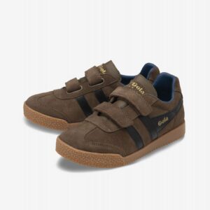 Sapatilhas Gola Harrier Strap Castanhas e Pretas Com Velcro Para Criança