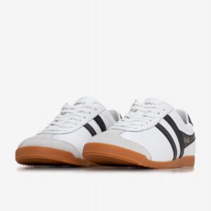 Sapatilhas Gola Bullet Leather Brancas e Pretas Para Mulher