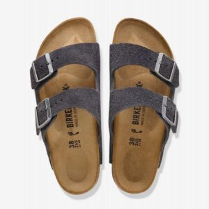 Chinelos Birkenstock Arizona Couro em Camurça Cinzentos