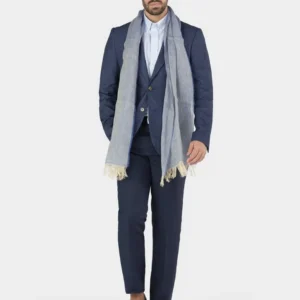 Blazer de Algodão e Linho Azul