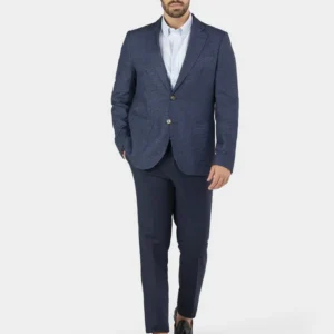 Blazer de Algodão e Linho Azul
