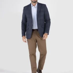 Blazer de Lã Azul com Quadros
