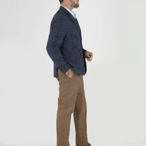 Blazer de Lã Azul com Quadros