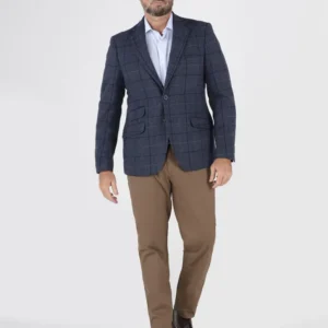 Blazer de Lã Azul com Quadros