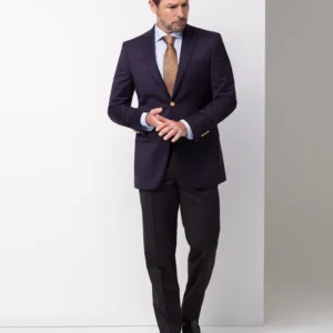 Blazer de Lã Clássico Azul Marinho Corte Regular