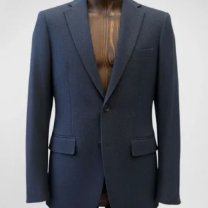 Blazer de Lã Falso Liso Azul