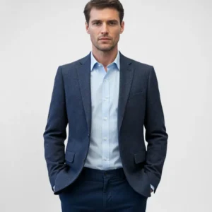 Blazer de Lã Falso Liso Azul