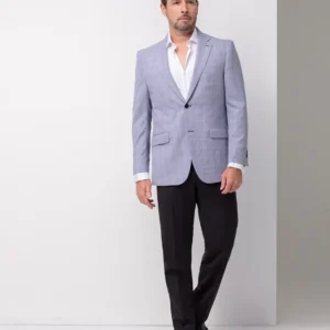Blazer de Lã Pied Poule Azul com Quadrado