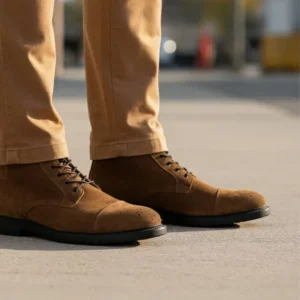 Bota Camurça Camel Com Picotado