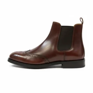 Bota Chelsea Pele Polida Castanho com Picotado