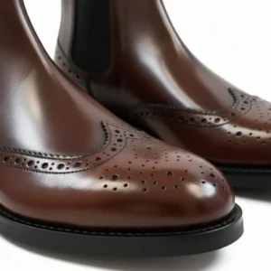 Bota Chelsea Pele Polida Castanho com Picotado