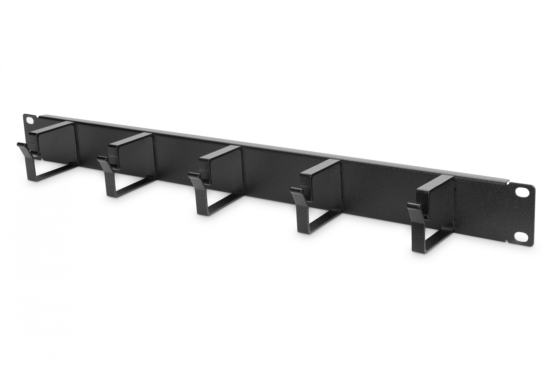 1U cable management panel 5x cable rings 40x60 mm, color black (RAL 9005)