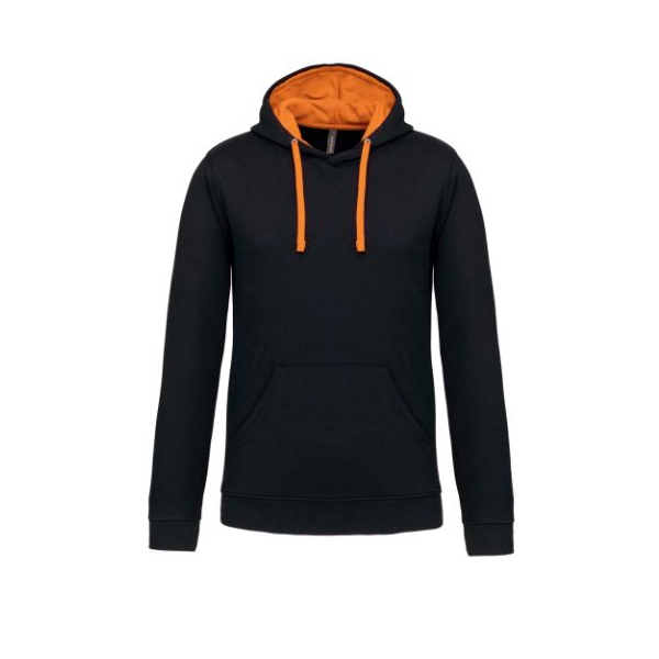 Sweatshirt com capuz em contraste, 80% algodão/20% poliéster